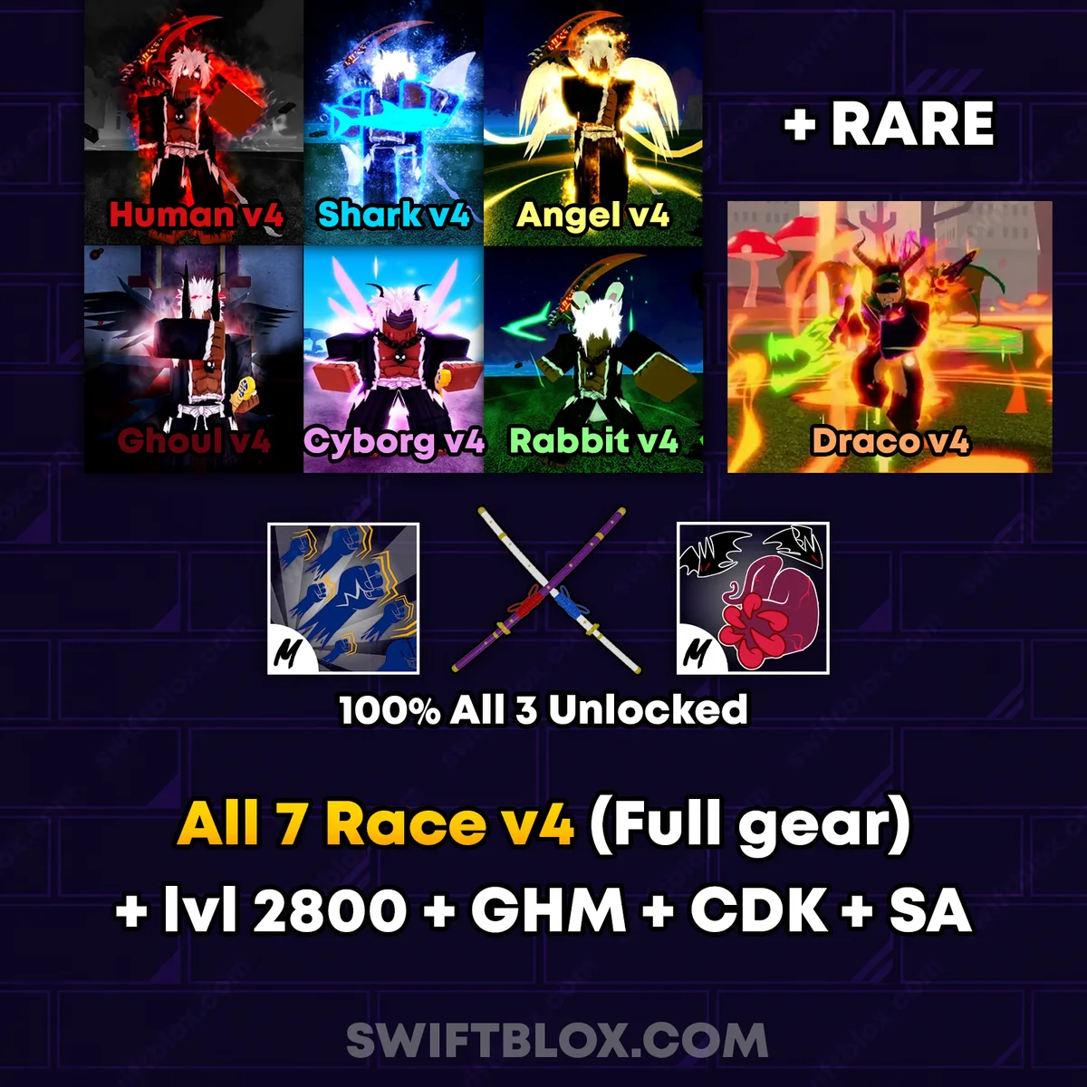 All 7 Race V4 (Draco) Boosted Account